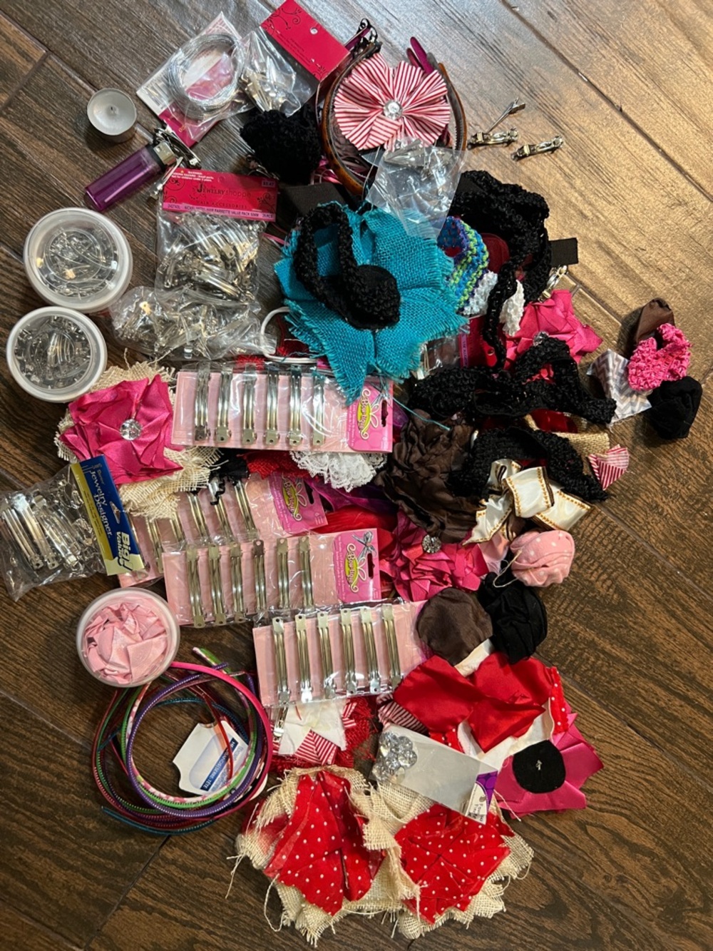 Assorted Hair Accessories Bundle - Pink, Red, Black, Teal